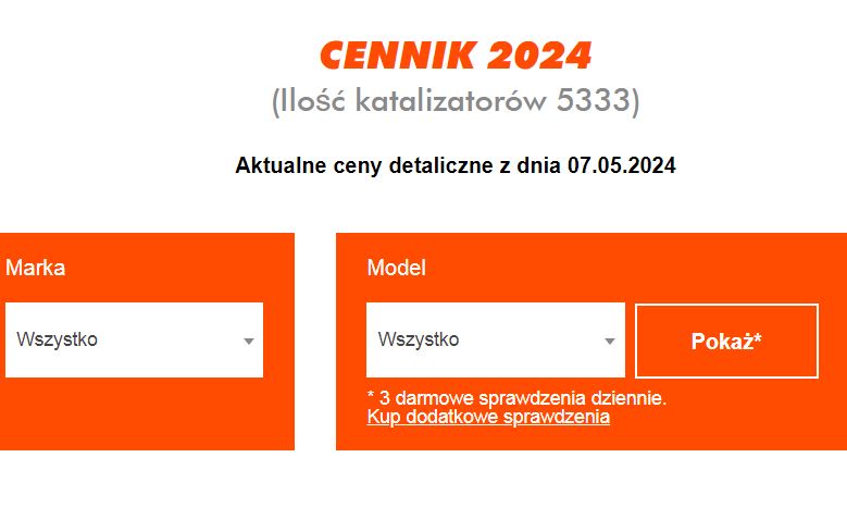 skup katalizatorów cennik