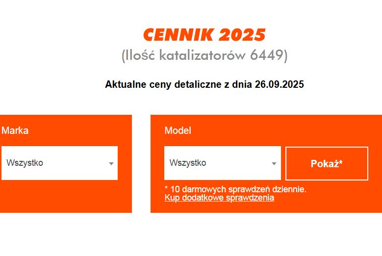 skup katalizatorów cennik